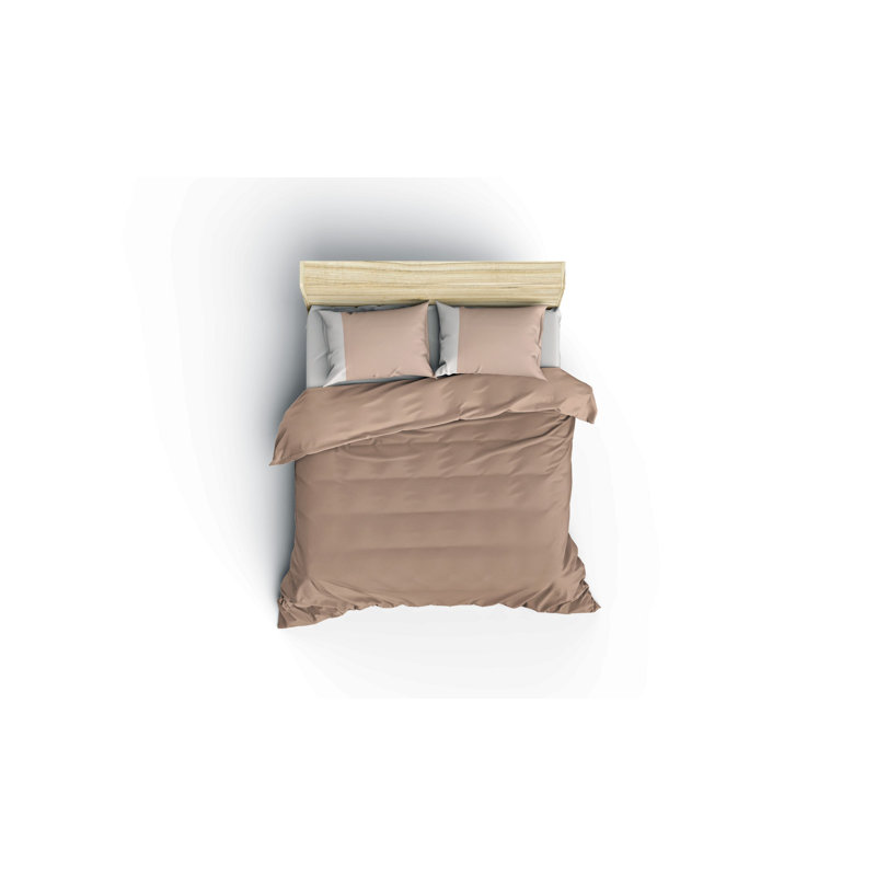 Premium Quilt Cover Set, 100% Cotton Ranforce, 79 x 79 inches (Duvet) & 19.7 x 31.5 inches (2 Pillowcases) | Reactive Print, Machine Washable, Button & Envelope Closure, Elegant Mink & Cream Colours