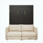Grand canapé-lit escamotable avec assemblage facile, lit escamotable avec canapé pour le salon, structure grise / armoire noire / canapé beige