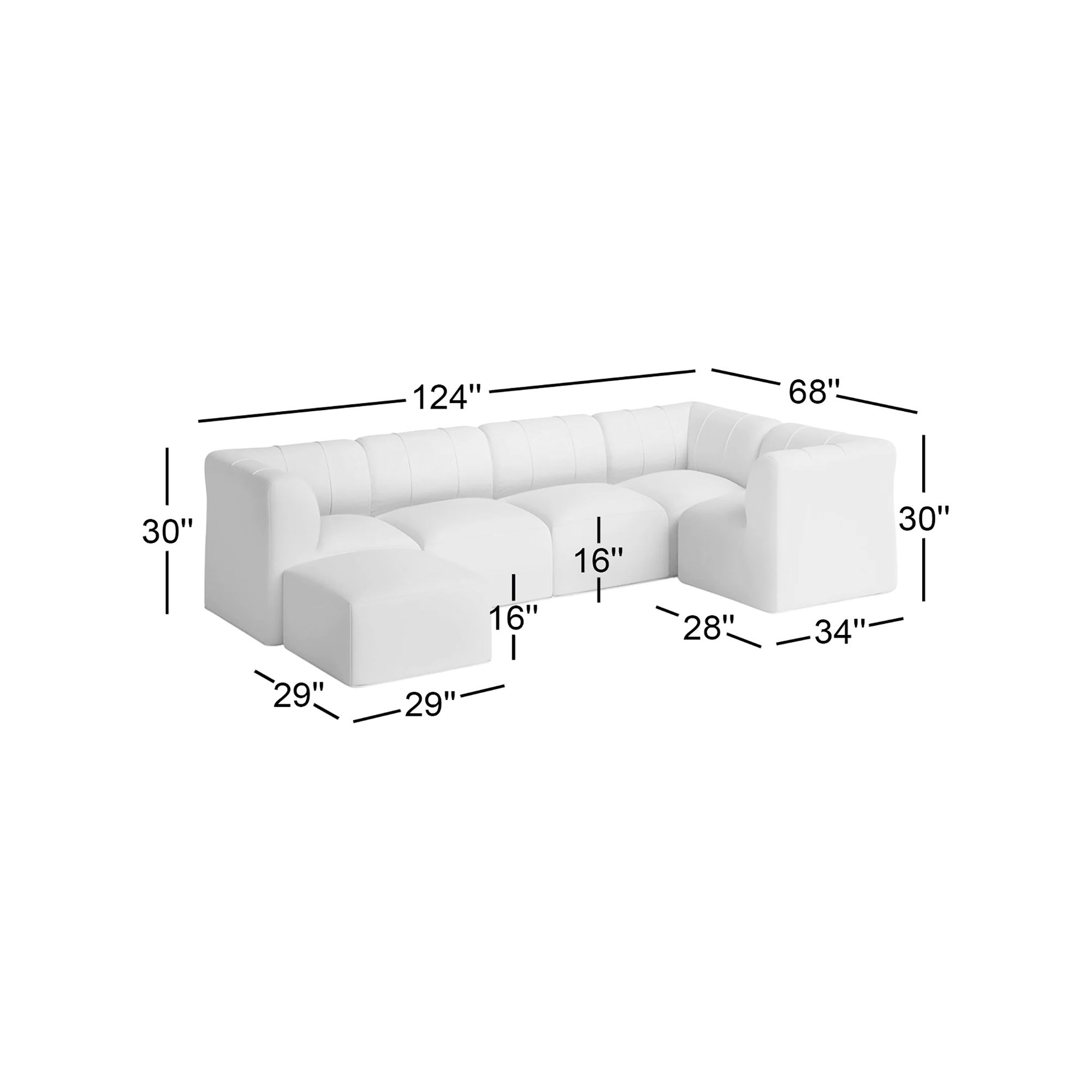 Praia 124" Sunbrella Outdoor Sofa with Ottoman, Cast Silver Sunbrella®