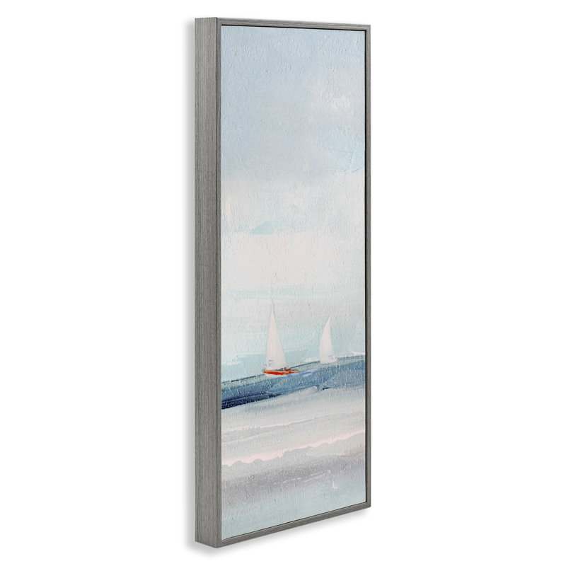  Sailboat Pair Floating Black Framed Giclee Art by Sally Swatland, H 30 po x l 13 po, Estampe numérique Farmhouse