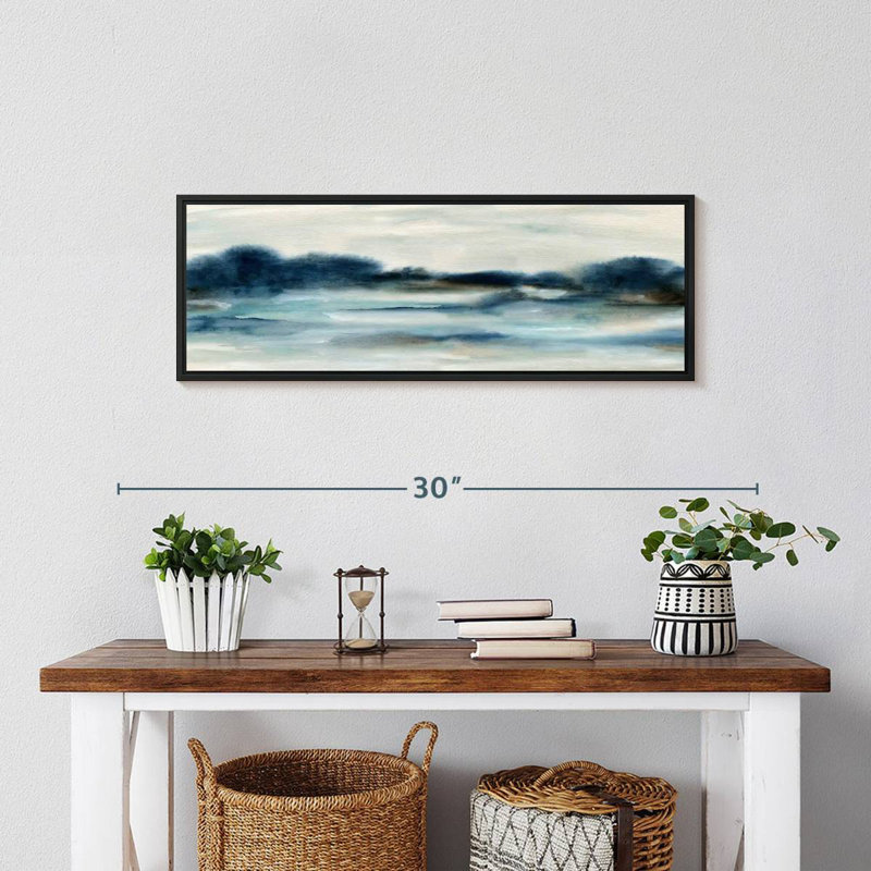 Vue panoramique sur la baie, 25 po x 9 po, Cadre flottant noir