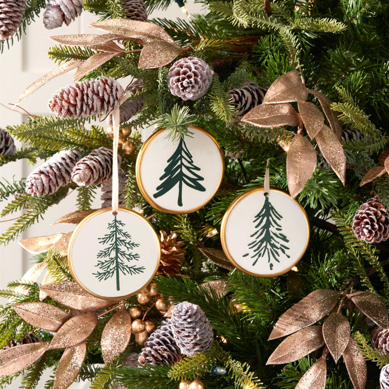 Ceramic Pine Tree Disc Ornament