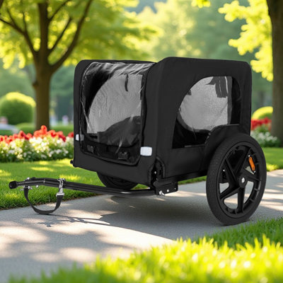 Outdoor Heavy Duty Collapsible Pet Bike Trailer With 16-Inch All-Terrain Wheels & Universal Hitch – Foldable Dog/Cargo Carrier Cart For Bicycles