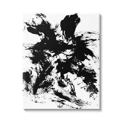 Contemporary Black Ink Strokes by Allan Friedlander - Print on Canvas