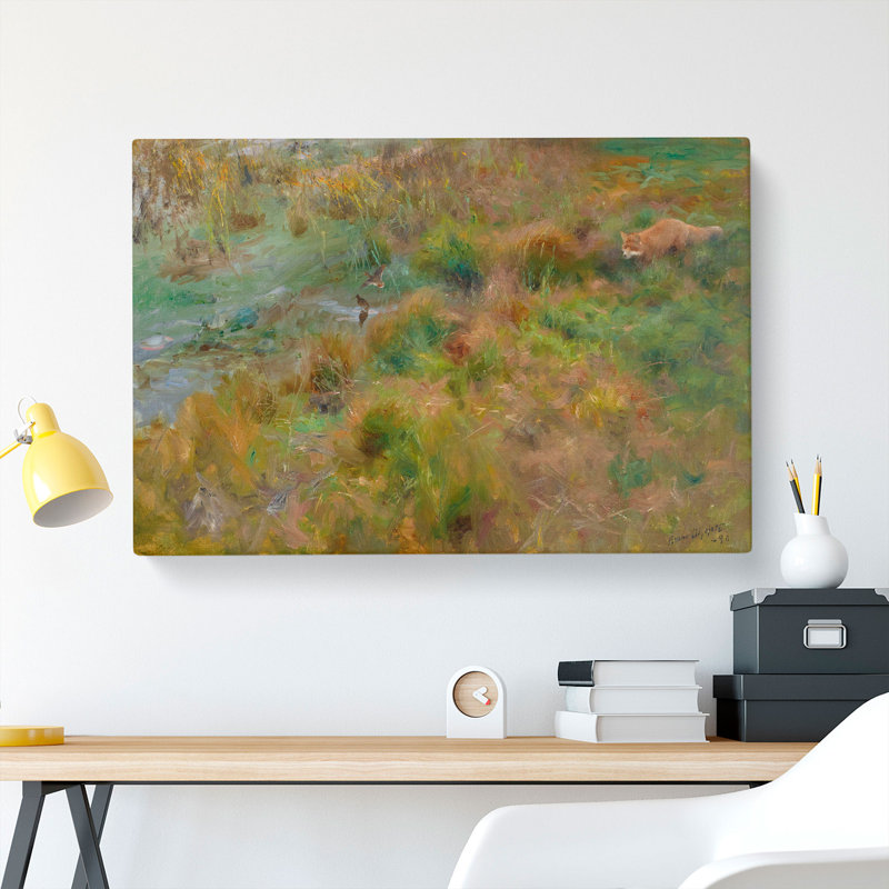 Fox Watching The Ducks by Bruno Liljefors - Wrapped Canvas, 40cm H x 60cm W x 3cm D