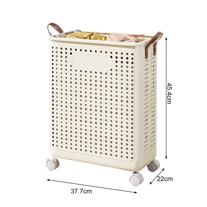  Panier à linge avec roulettes Panier à linge à grande capacité avec poignées imperméables, Blanc
