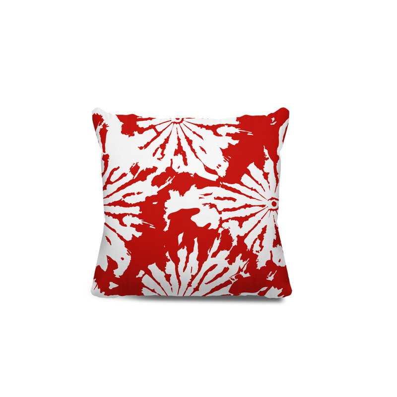 Coussin Cecil, H 15 po x l 15 po, Rouge / blanc