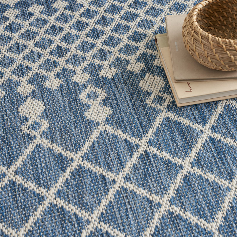 Robbs Rectangle Indoor/Outdoor Area Rug, Runner 2' x 6', Navy Blue