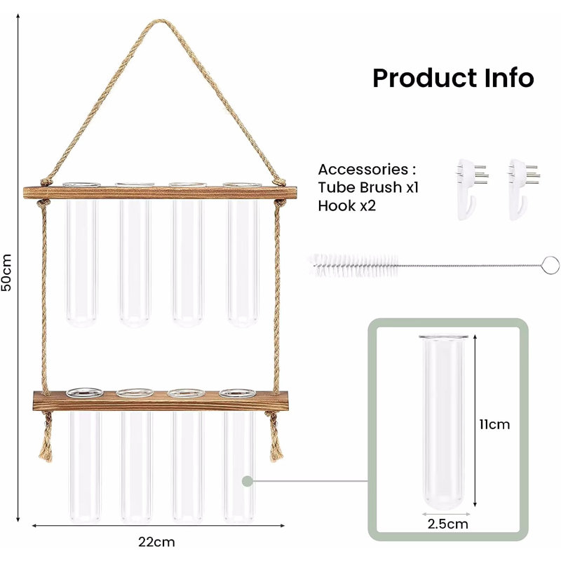 Premium Wall Hanging Terrarium Planter With Wooden Stand