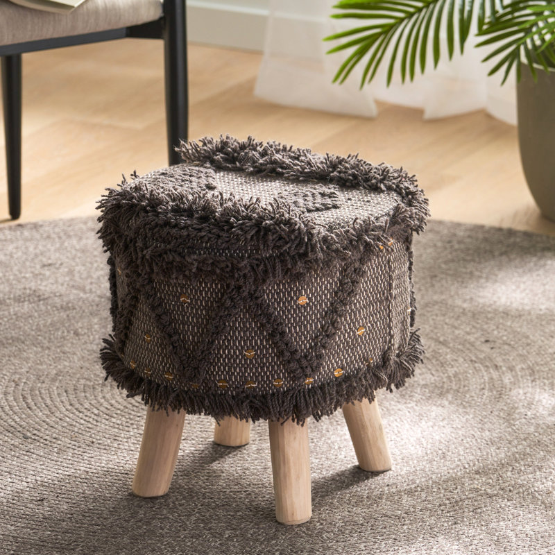 Rectangle Upholstered Wool Ottoman