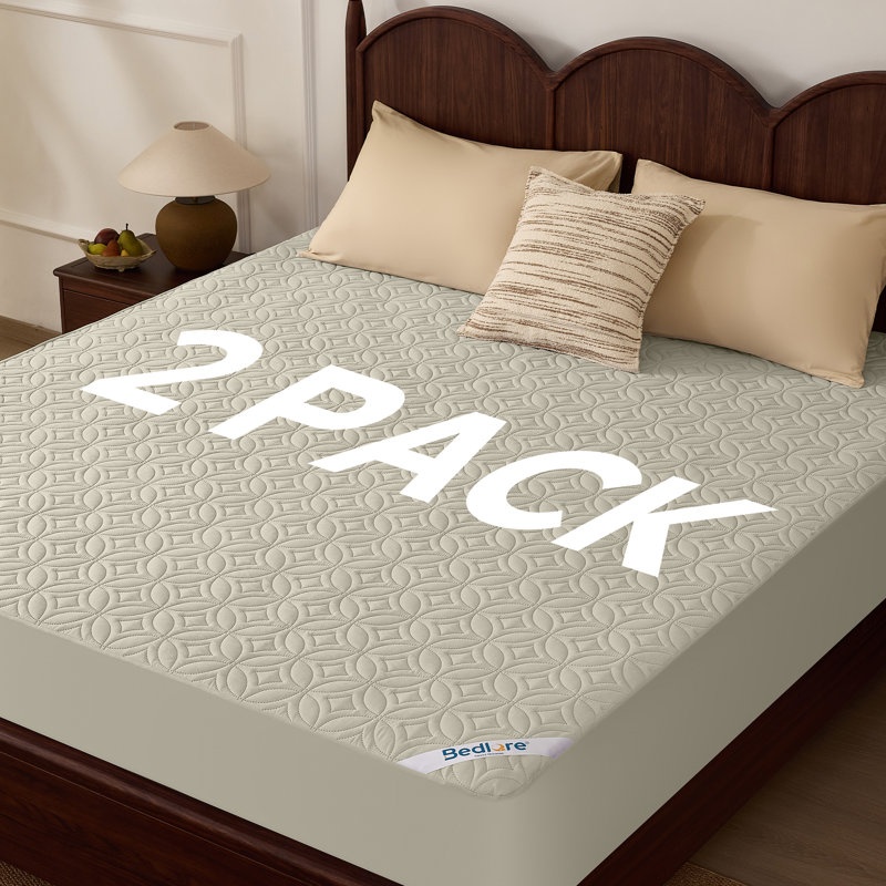 Housse de protection pour matelas imperméable et silencieuse BEDLORE® (paquet de 2), housse de matelas matelassée hypoallergénique et lavable, protège-matelas respirant avec poche profonde de 6 à 18 po