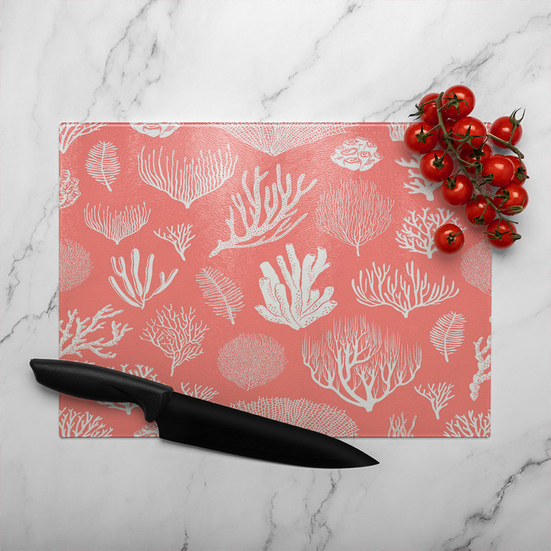 Corals and algae Designer Glass Chopping Board, 40cm L x 28cm W