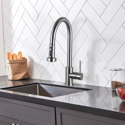 Single Handle Pull Down Sprayer Kitchen Sink Faucet -  PROOX, D3412-BN