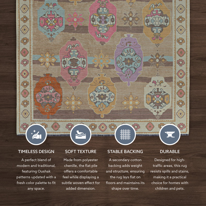 Tapis brun et beige Conner-William, Rectangulaire 3 pi x 5 pi