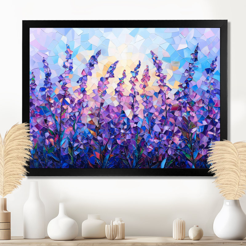 «Fantasy Field Of Lavender Field II - Violets», impression murale, Reproduction encadrée, Noir, H 12 po x l 20 po
