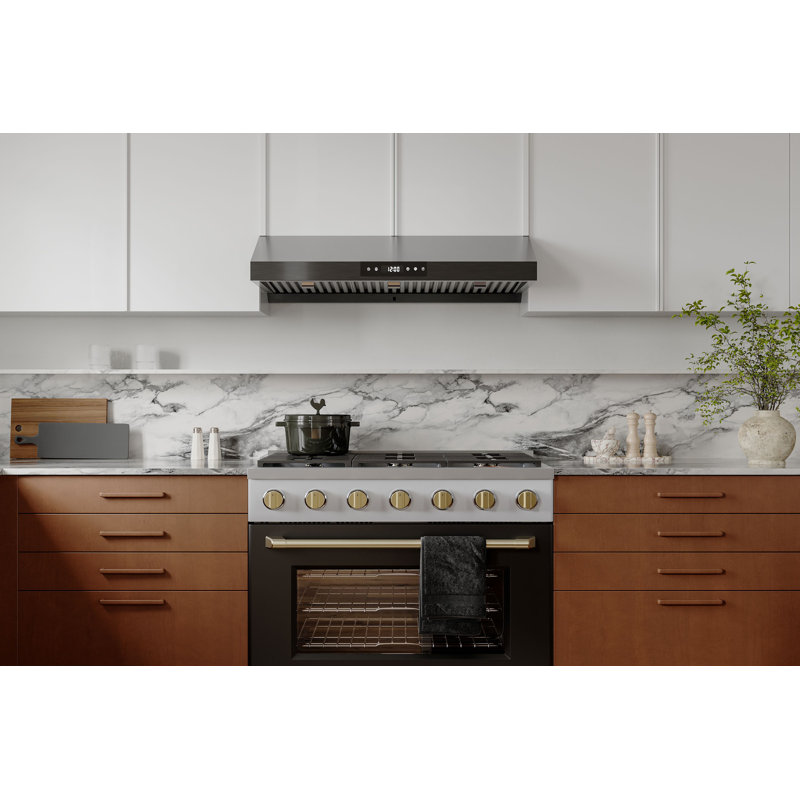 Hotte sous un meuble 36 po Hauslane Chef Series - Acier inoxydable noir, Pro Performance, lumières DEL, commandes tactiles, ventilation à 3 voies
