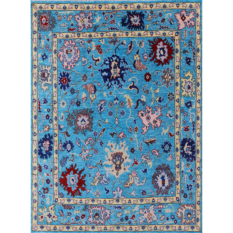 Tapis oriental bleu / rouge / jaune Hansboro, Rond 8 pi