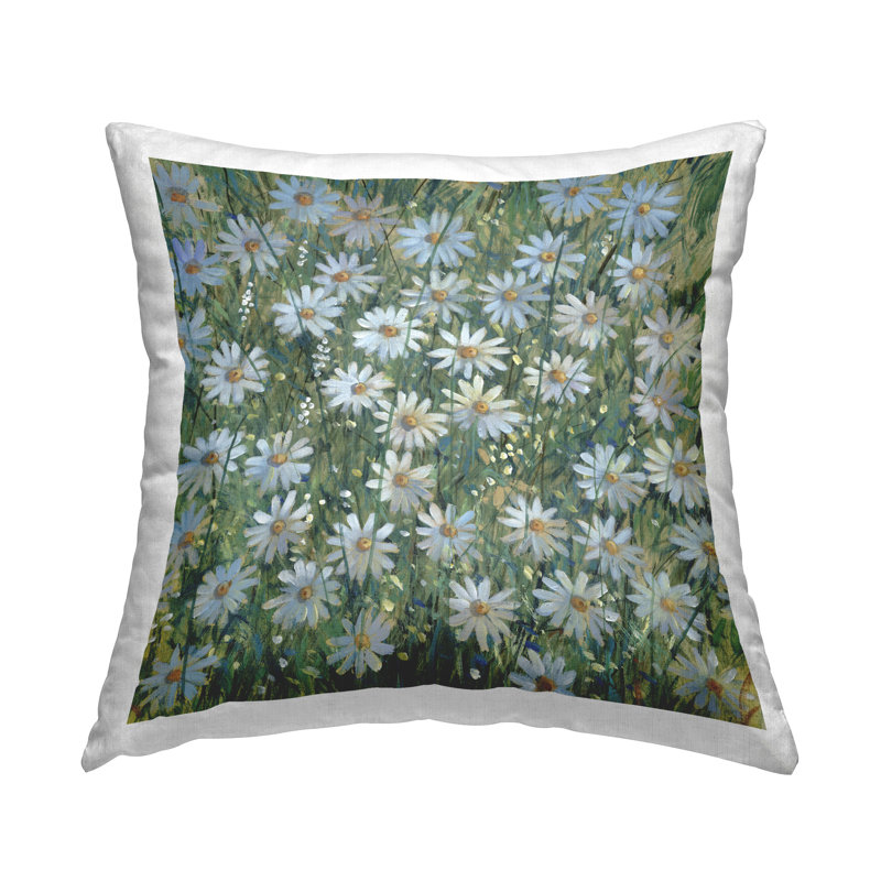 Coussin décoratif imprimé Lush Daisy Field par Tim Ottoole