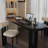 Black U-Shaped Solid Wood desk-108513282