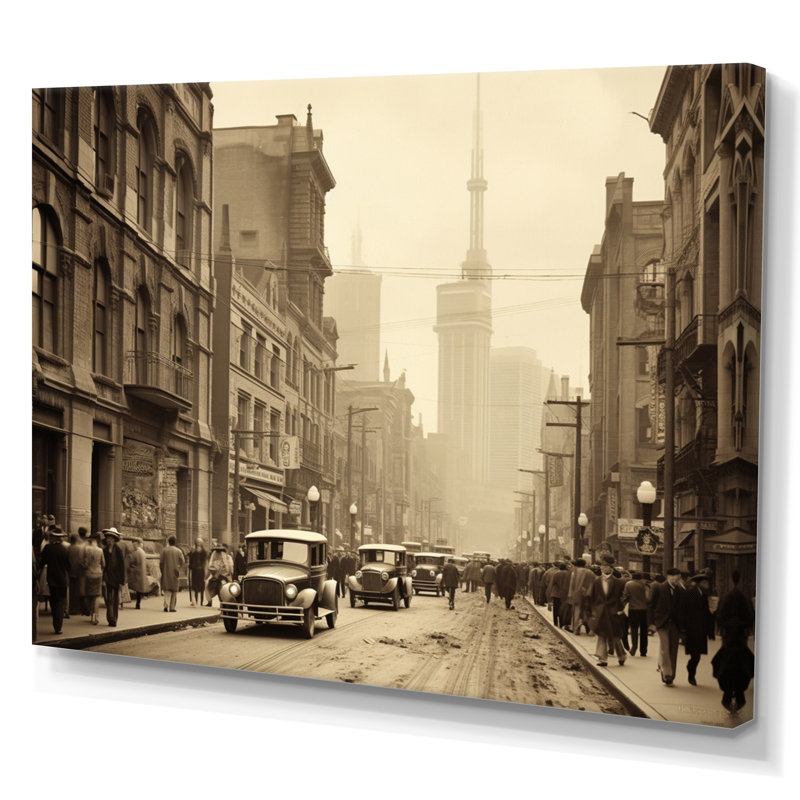 Toronto City A Nostalgic In A Vintage I - Cityscapes Canvas Prints, H 24 po x l 32 po x P 1 po, Toile tendue