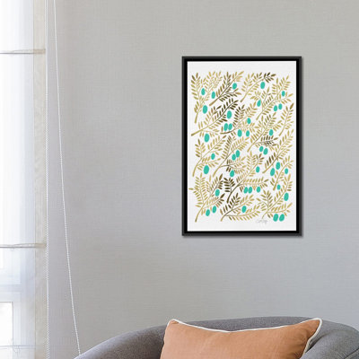 « turquoise olive branches », impression sur toile tendue artprint