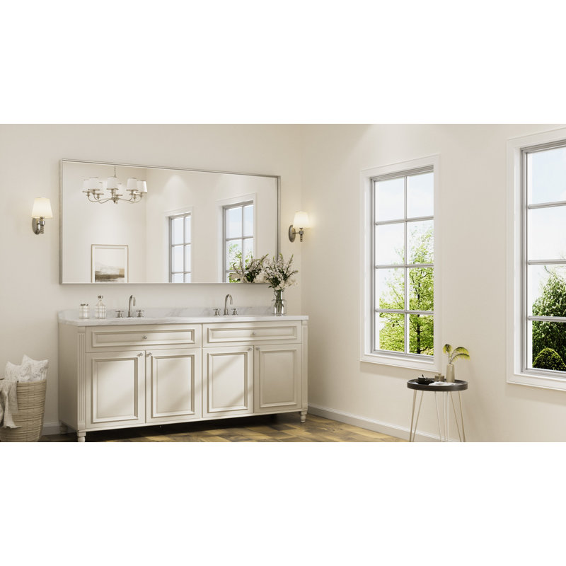 Stemn Framed Bathroom Vanity Mirror Accent Mirror, 72" x 36", Nickel