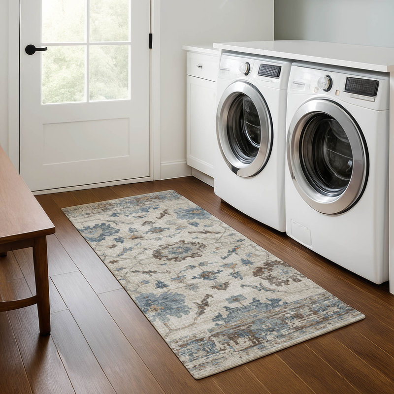 Premium Machine Washable Mundell Border Rug, Runner 2'3" x 7'6"