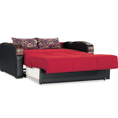 Rouge avec rangement - Rangement convertible en tissu d'ameublement en chenille, pour une décoration intérieure élégante