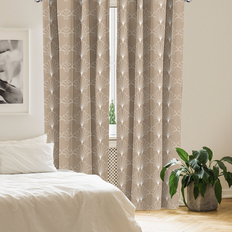 Toupin Semi Sheer Curtain Pair, 56" W x 63" L, Pale Brown/White