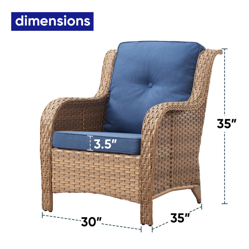 Chaises longues d'extérieur en rotin avec coussins Deb Wicker, Bleu, Jaune