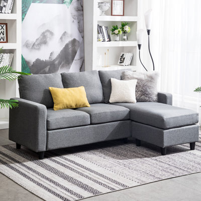 Campbelltown Upholstered L-Shaped Sectional with Ottoman Reversible