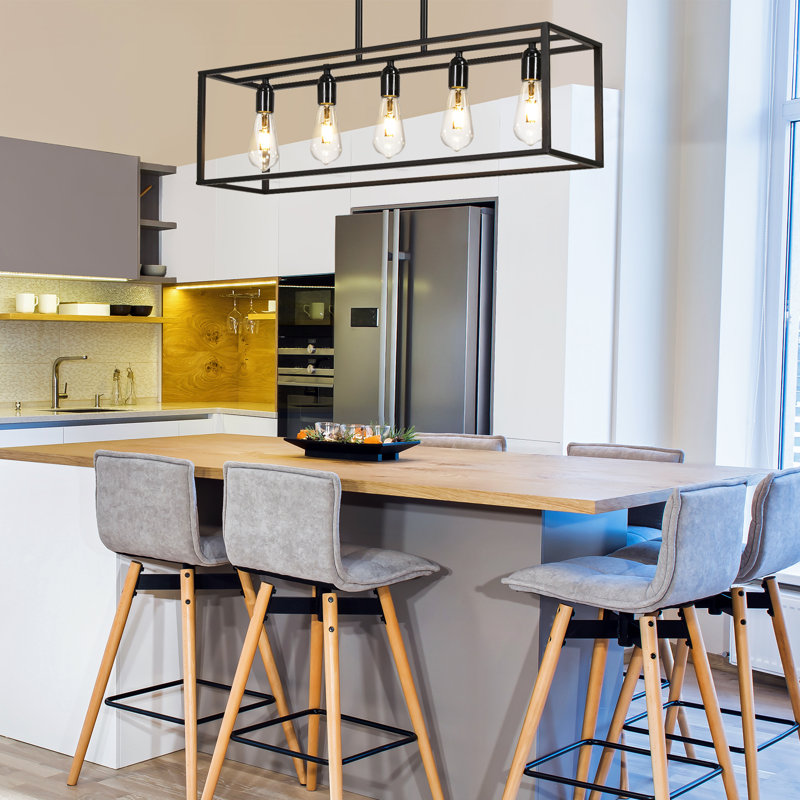 Luminaire suspendu moderne à 5 lumières pour îlot de cuisine avec accents en fer forgé Sayri Sayri