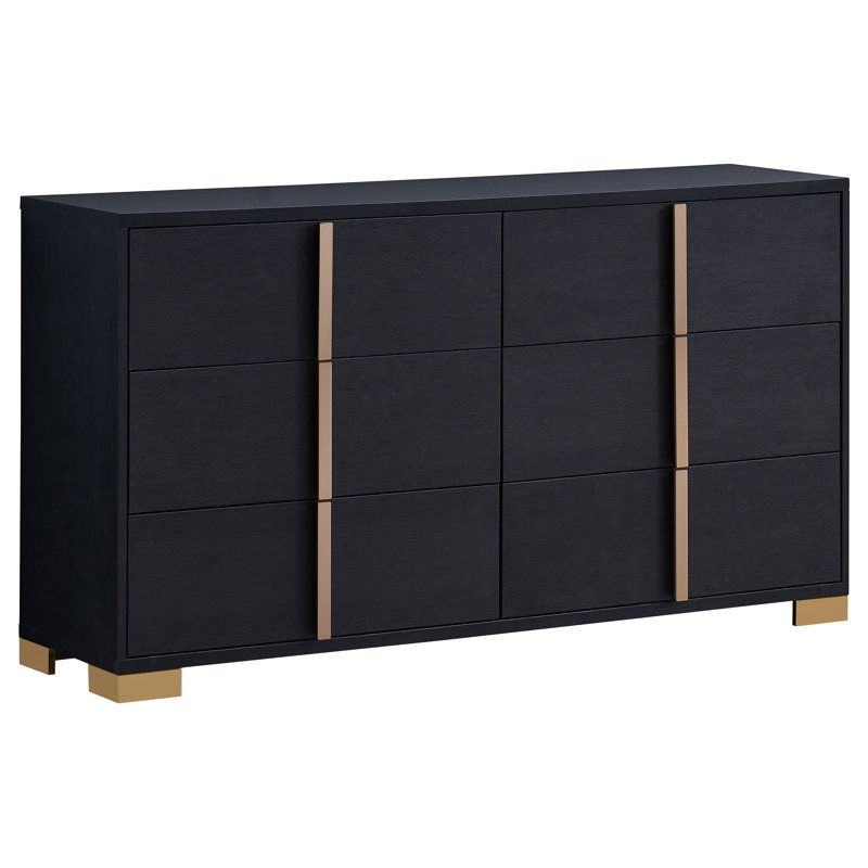 Sabrielle 5-piece Eastern King Bedroom Set Black, King, Black, 5 Pcs: Bed, Nightstand, 2 Dressers, Mirror