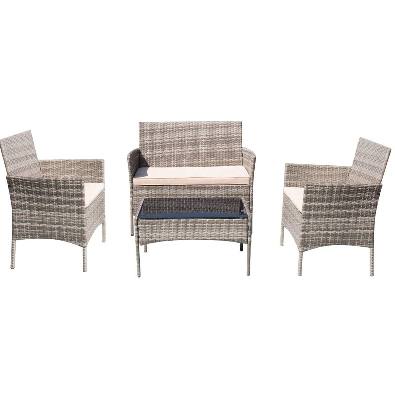 Ensemble de conversation pour patio 4 pièces, Gris