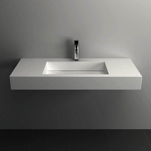 ADM Bathroom 20'' Resin Square Bathroom Sink, Matte/White