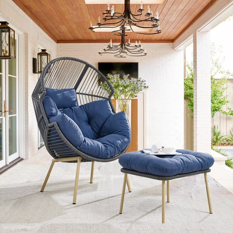 Chaise de hamac de patio avec coussin Azuredee, Bleu, Gris foncé