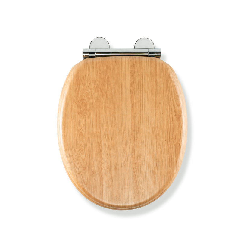 Light Oak Soft Close Toilet Seat, Flexi-Fix Hinges (Hartley)