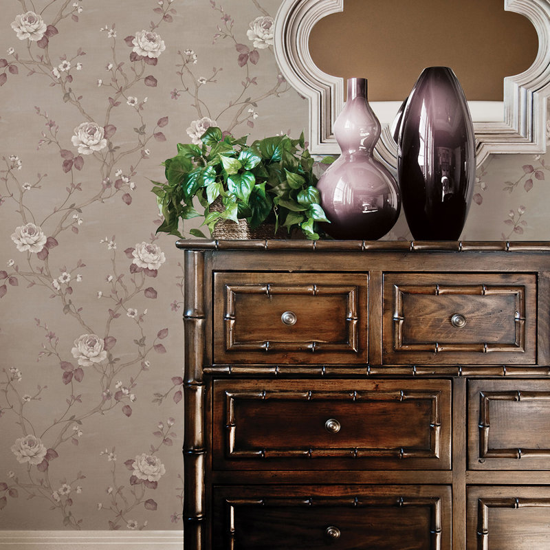 Moffitt 10m x 53cm Textured Satin Wallpaper Roll, Pink/Grey