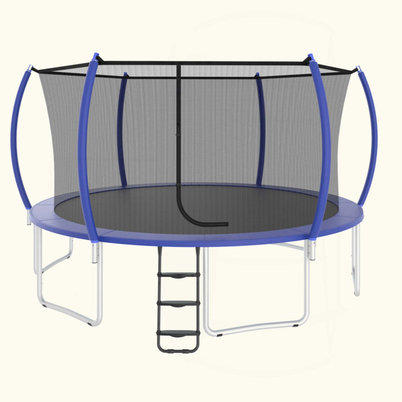 Trampoline durable de 14 pi avec filet de sécurité, acier thermolaqué et matériaux résistants aux rayons UV pour s'amuser en famille