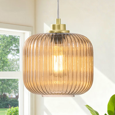 1 - Single Pendant Light With Stained Glass Shade