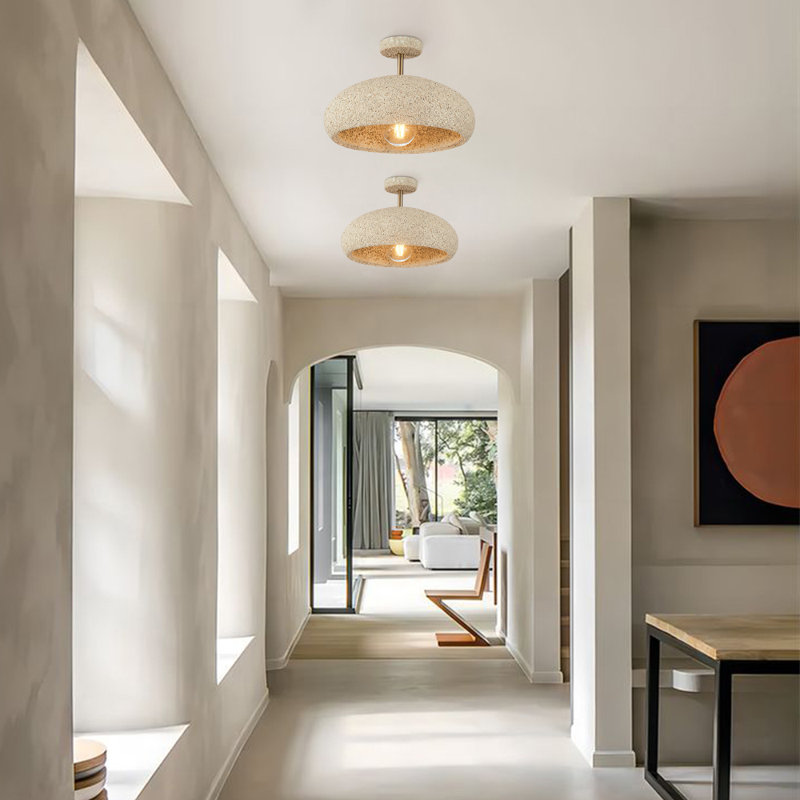 Nordic Modern Semi Flush Mount Ceiling Light, Yellow
