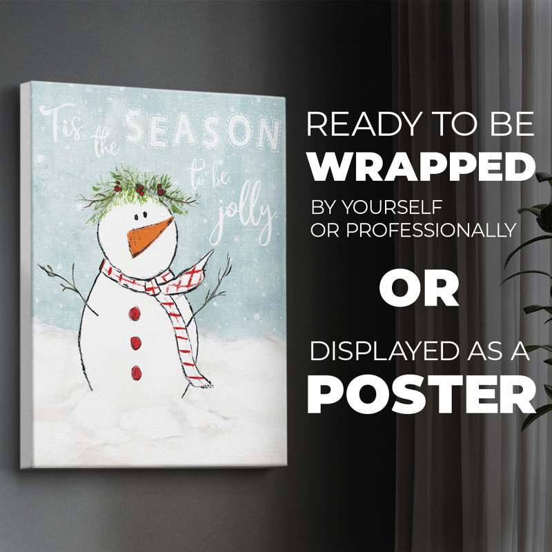 Jolly Snowman I - Impression sur toile seulement - NON-CADRE, H 12 po x l 8 po
