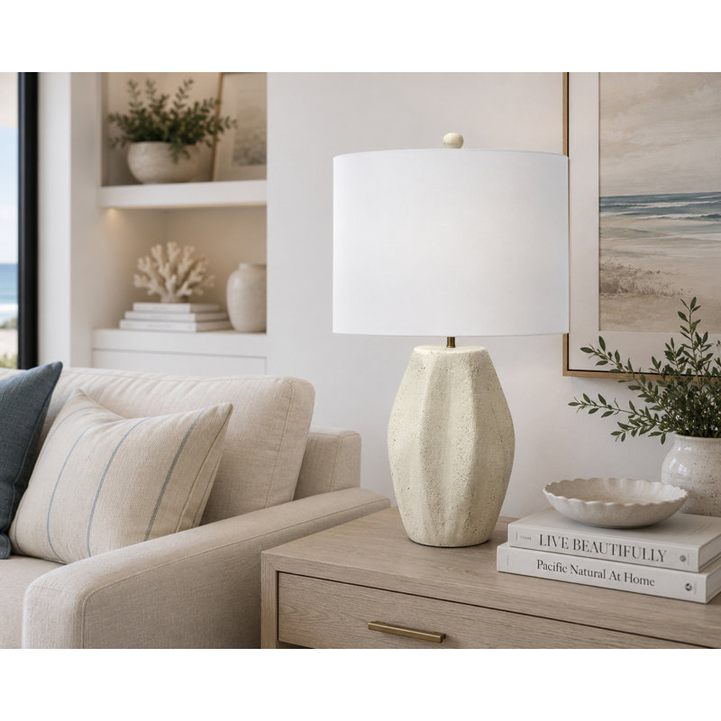 Milo - 25" Table Lamp - Limestone finish