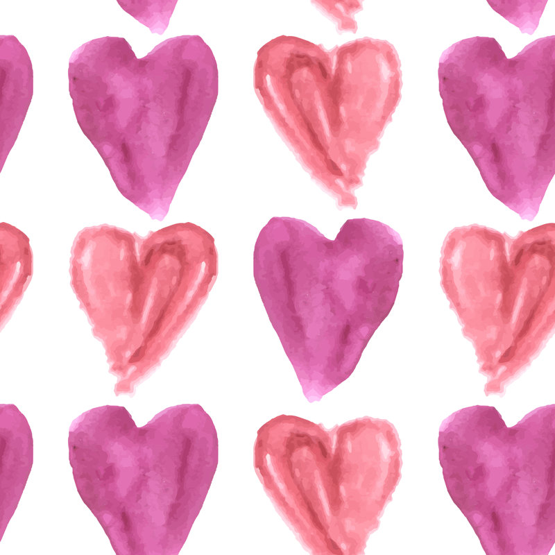 Purple Pink Watercolor Hearts by Ekaterina_P - Wrapped Canvas Print, 91cm H x 91cm W x 3.8cm D