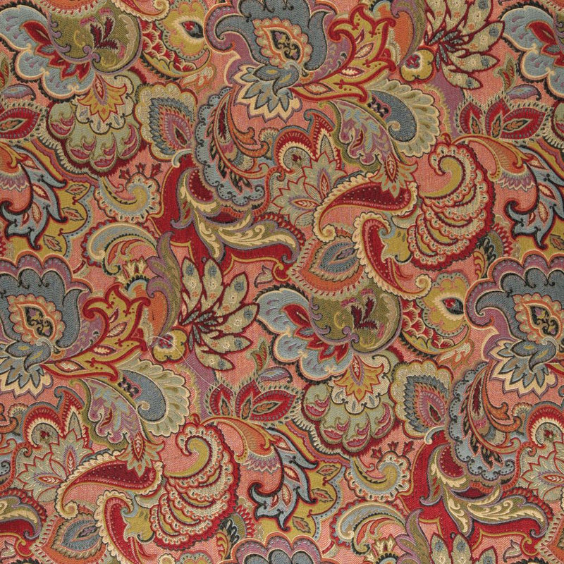 Tissu floral abstrait, Orange brûlé