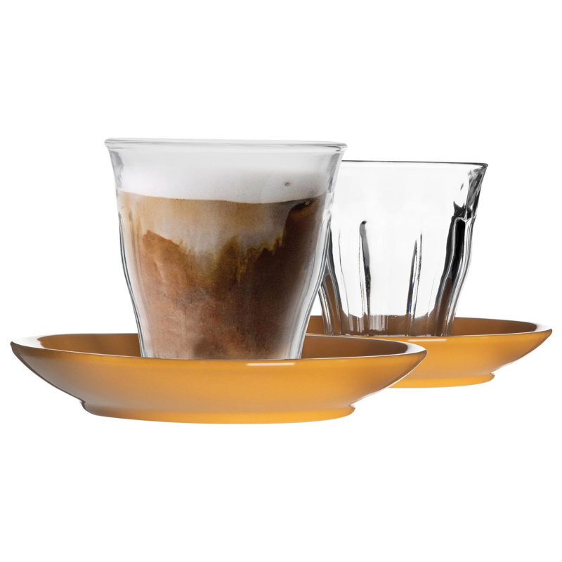 Duralex - Picardie Mismatched Coffee Cup & Saucer - 220ml, Yellow