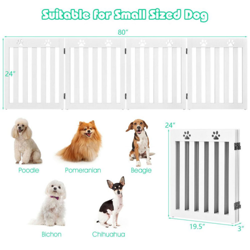 Barrière pour animaux Kol bisen, L 80 po, Blanc