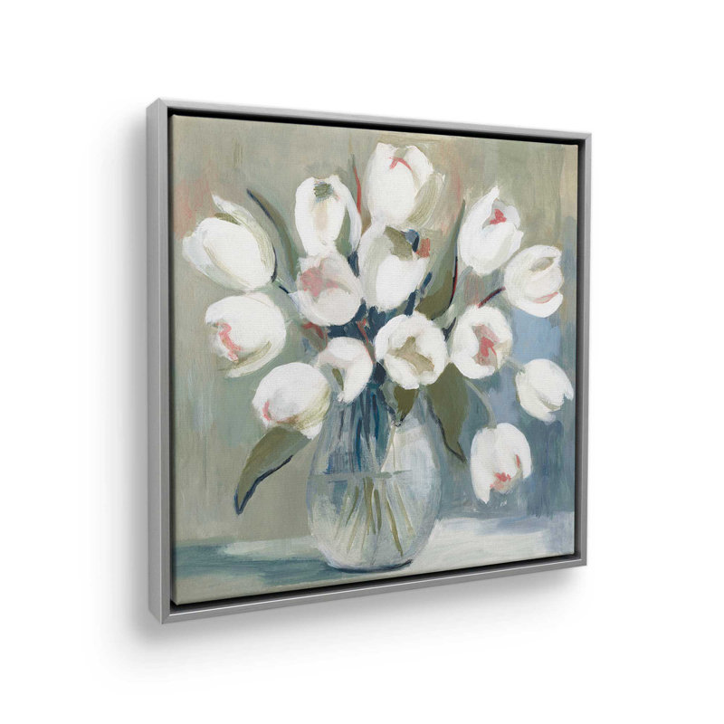 Timeless Tulips, reproduction sur toile, Cadre flottant en chrome poli, H 24,75 po x l 24,75 po x P 1,75 po
