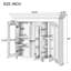 Armoire à pharmacie 35,03 "avec miroir, 5 tablettes fermées et réglables, armoire de rangement murale avec portes en verre