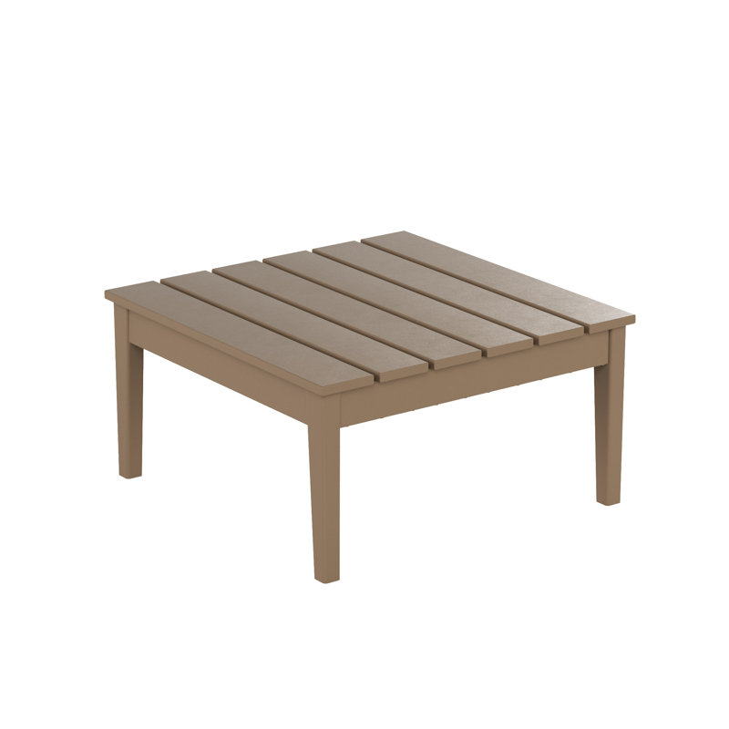 Table basse d'extérieur carrée en PEHD Joubert, Bois patiné